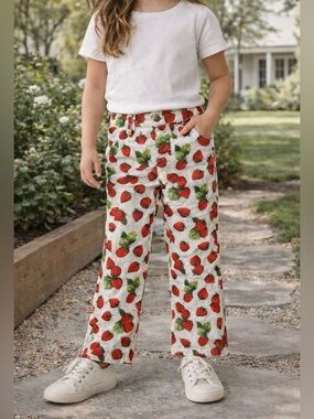 EUC! Kip & Co Girls Strawberry Corduroy Pants – Cute Retro Cottagecore, sz 8 🍓